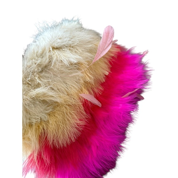 Betsey Johnson Y2K Feather Bag Pink Ombré Gunmetal Chain Glam Rock Princess - Picture 9 of 13